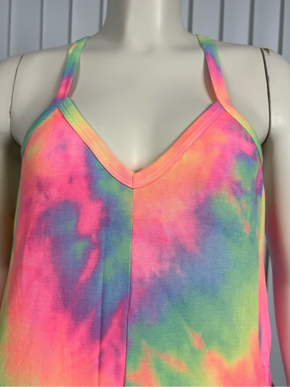 BiBi Tie Dye French Terry Jumpsuit Boho Lounge Festival Pockets Sizes S PTP 19.5 - Picture 5 of 11